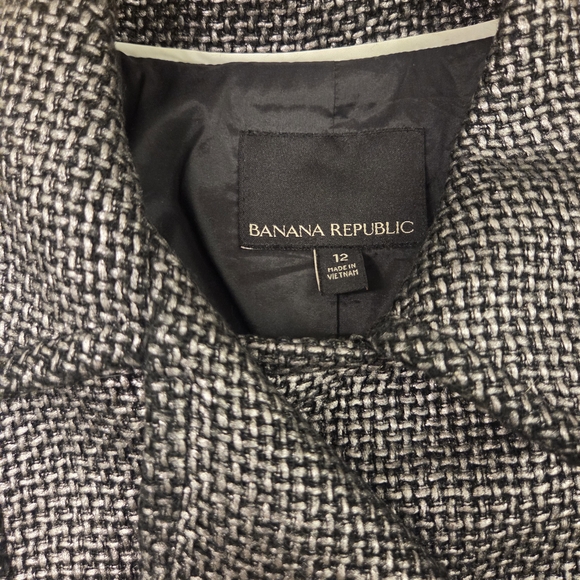 Banana Republic Gunmetal Jacquard Blazer, Metallic Tweed | Women's Size 12 - Picture 6 of 12